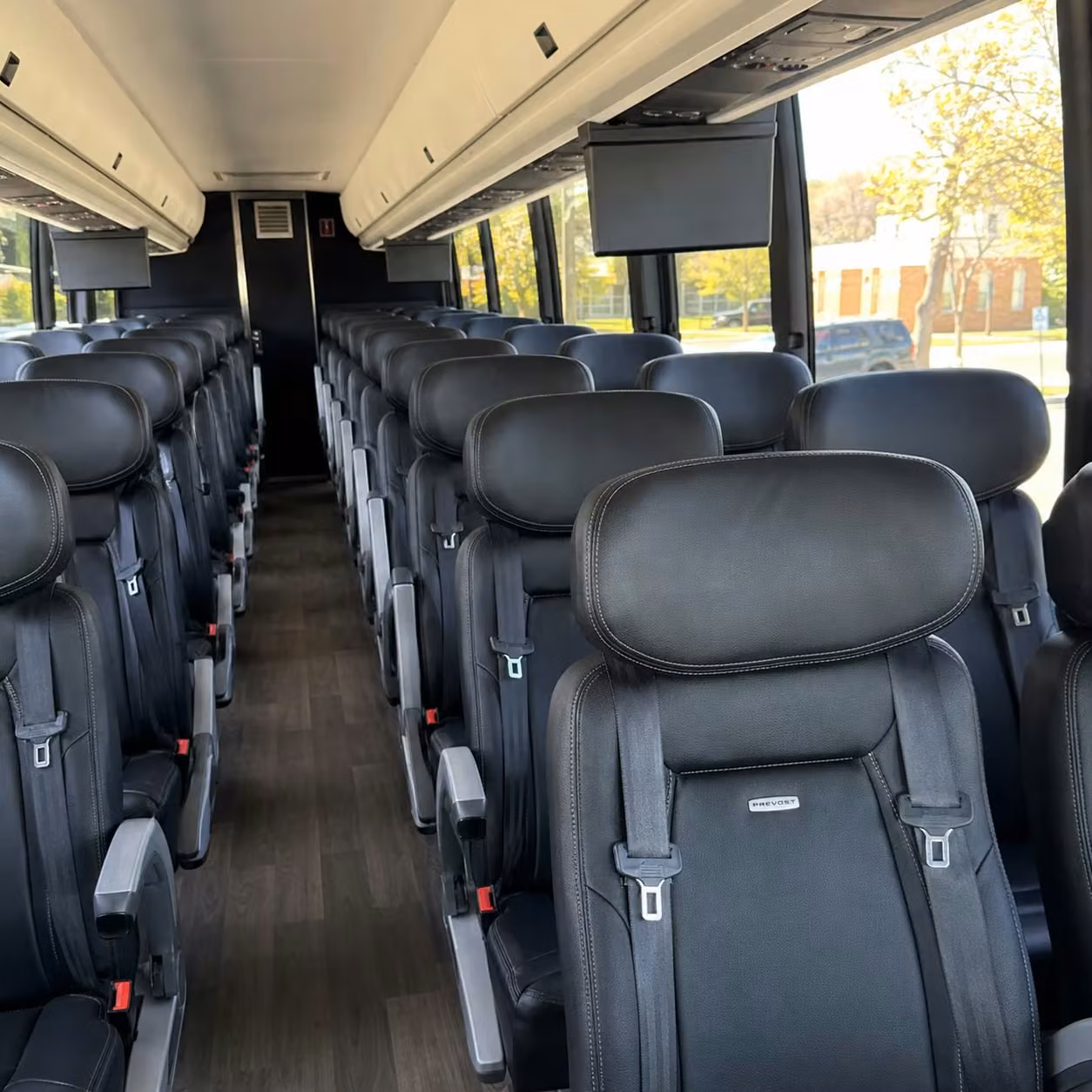 56 passenger charter bus inside